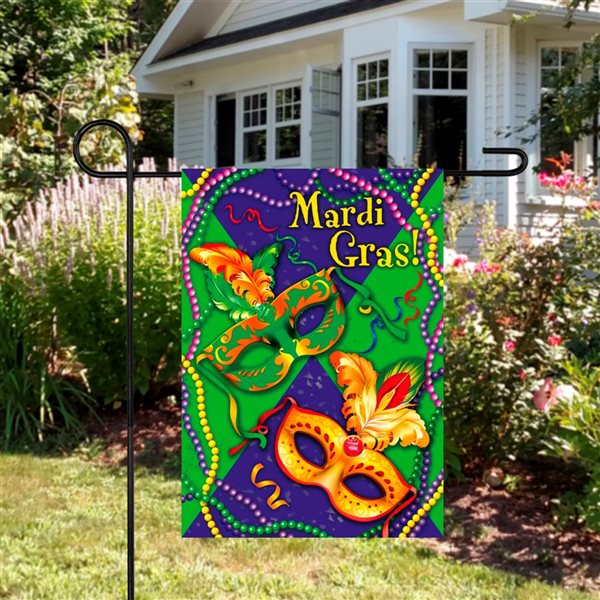 Northlight Mardi Gras Beads Outdoor Garden Flag 18-in x 12.5-in