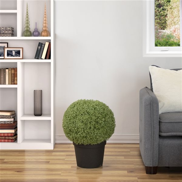 Northlight 22-In Artificial Boxwood Ball Topiary in Round Pot  Unlit