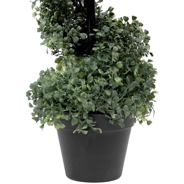 Northlight 3 ft Artificial Two-Tone Boxwood Spiral Topiary Tree with Round Pot