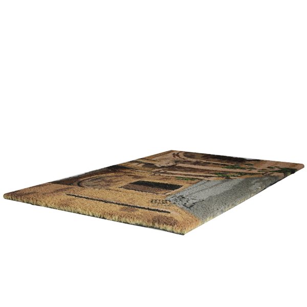 Northlight Natural Coir Brown and Green Italian Patio Design Doormat 18