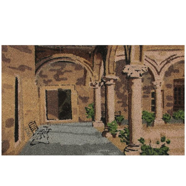 Northlight Natural Coir Brown and Green Italian Patio Design Doormat 18