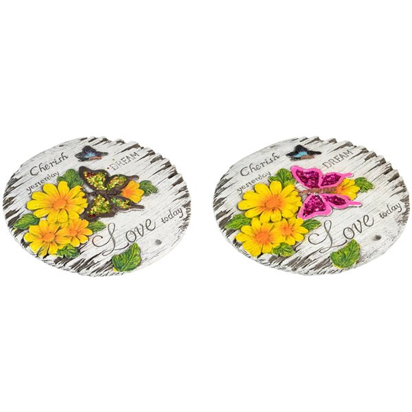 Northlight Set of 2 "Love Today" Outdoor Floral Garden Stones 10"