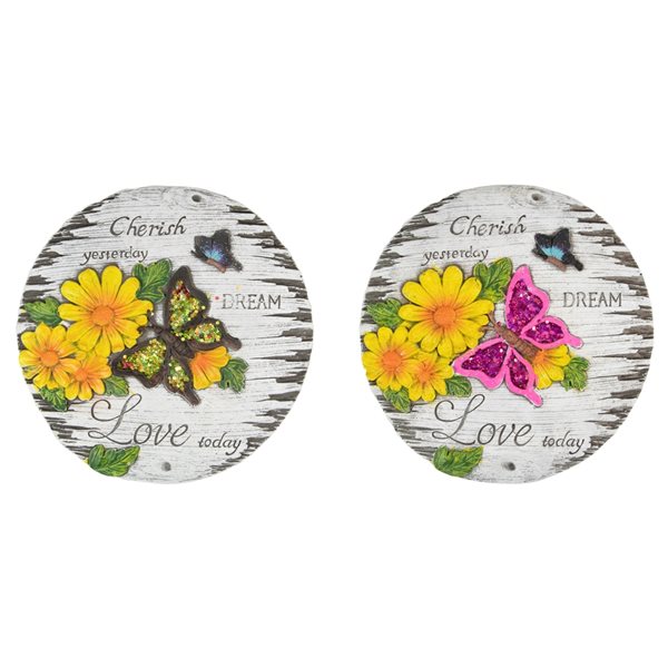 Northlight Set of 2 "Love Today" Outdoor Floral Garden Stones 10"