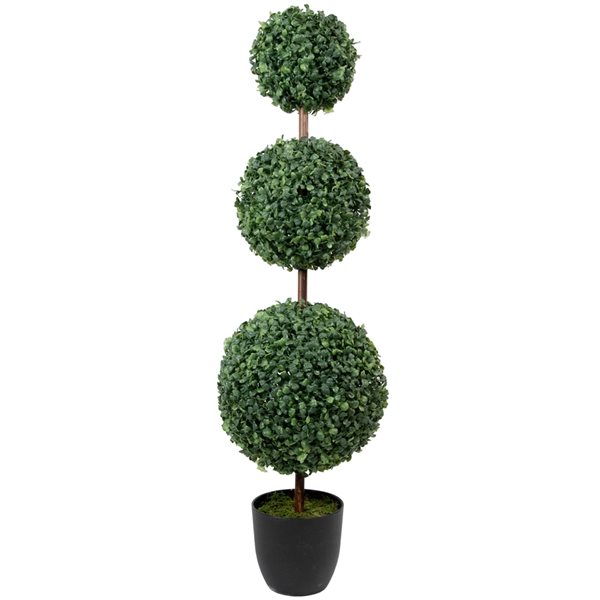 Northlight 38 -In Artificial Two-Tone Boxwood Triple Ball Topiary Tree with Round Pot