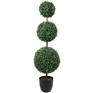 Northlight 38 -In Artificial Two-Tone Boxwood Triple Ball Topiary Tree with Round Pot