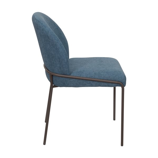 CorLiving Blakeley High Back Upholstered Blue Dining Chairs - Set of 2