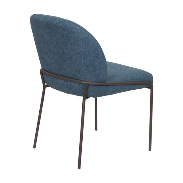 CorLiving Blakeley High Back Upholstered Blue Dining Chairs - Set of 2