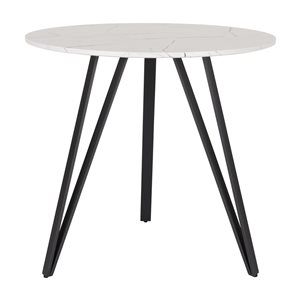 CorLiving Ezra 32-in Round White Marbled Dining Table with Iron Legs