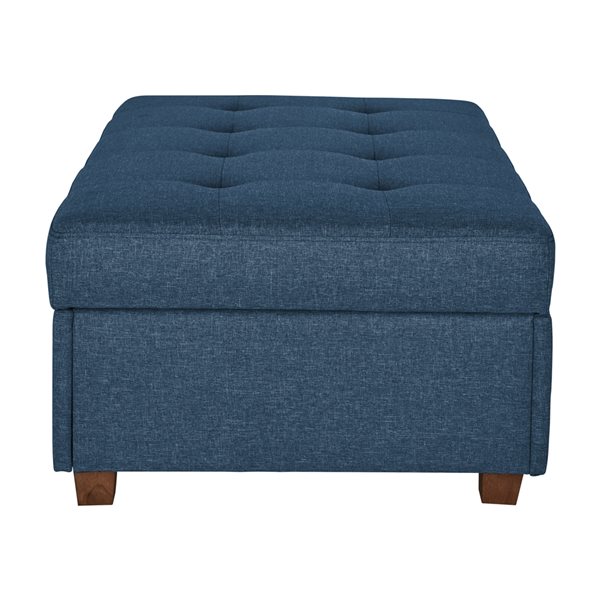 CorLiving Aubin Large Blue Tufted 47-in x 18-in Storage Ottoman