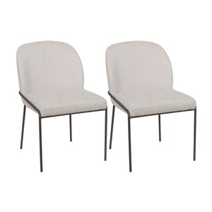 CorLiving Blakeley High Back Upholstered Light Grey Dining Chairs - Set of 2