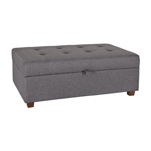 CorLiving Aubin Large Light Grey Tufted 47-in x 18-in Storage Ottoman