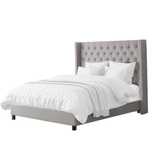 CorLiving Fairfield Tufted King Wingback Bed - Grey