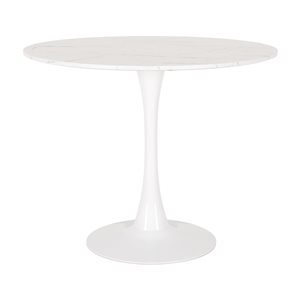 Table bistro ronde Ivo de 35 po en marbre blanc par CorLiving