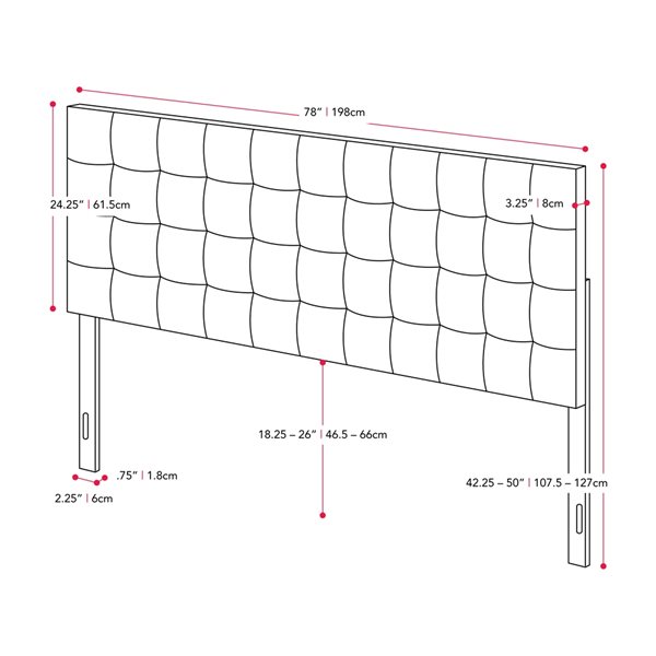 CorLiving Valencia Modern Tufted King Headboard - Grey