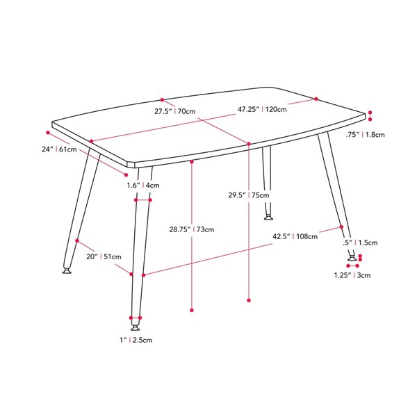 CorLiving Thea 47-in Brown Wood Finish Dining Table