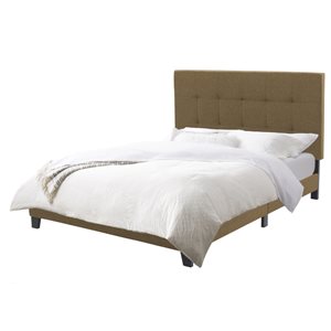 CorLiving Ellery Queen Size Fabric Tufted Panel Bed - Clay Brown