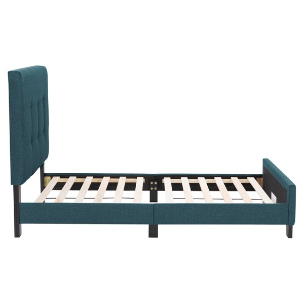 CorLiving Ellery Twin Size Fabric Tufted Panel Bed - Teal Blue