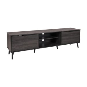 CorLiving Cole Dark Grey 71-in x 20-in TV Stand with Open and Closed Storage