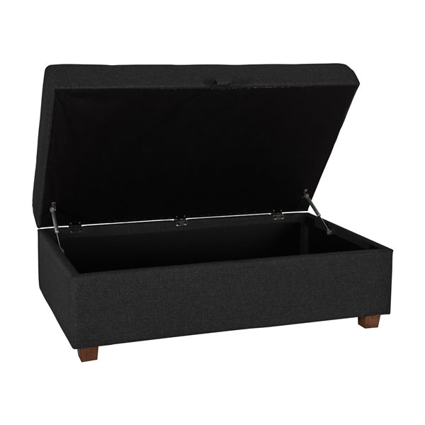 CorLiving Aubin Large Dark Grey Tufted 47-in x 18-in Storage Ottoman