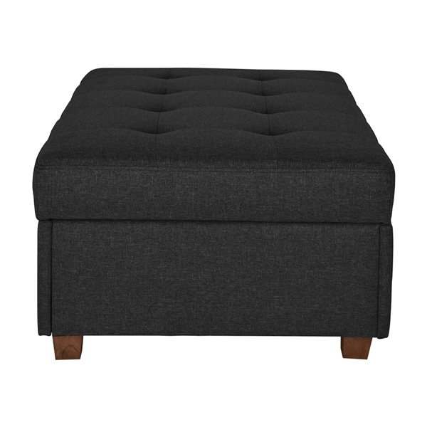 CorLiving Aubin Large Dark Grey Tufted 47-in x 18-in Storage Ottoman