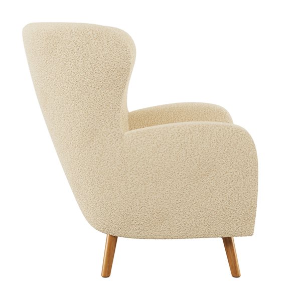 CorLiving Gianna Plush Cream Boucle Fabric Wing Accent Chair