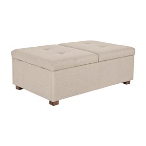 CorLiving Yves Beige Tufted 47-in x 18-in Double Storage Ottoman Bench