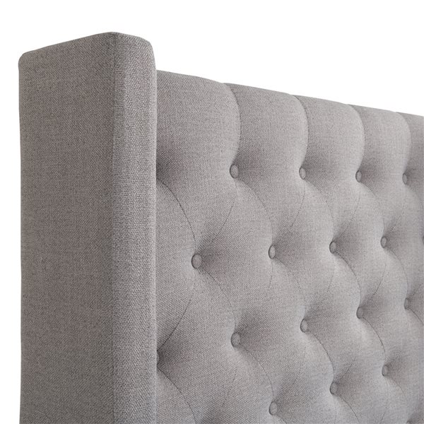 CorLiving Fairfield Tufted Queen Wingback Bed - Grey