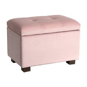 CorLiving Asha Small Pink Velvet 23-in x 17-in Ottoman with Storage