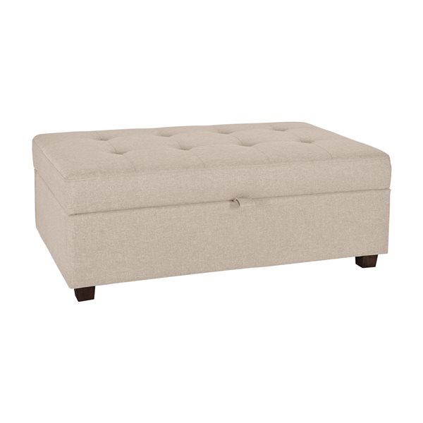 CorLiving Aubin Large Beige Tufted 47-in x 18-in Storage Ottoman