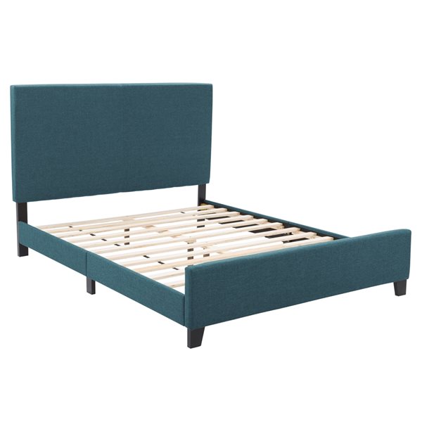 CorLiving Juniper Queen Size Fabric Upholstered Bed - Teal Blue