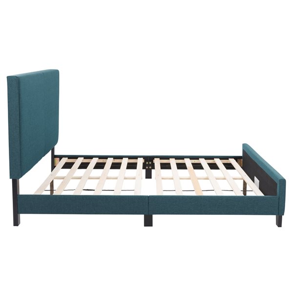 CorLiving Juniper Queen Size Fabric Upholstered Bed - Teal Blue