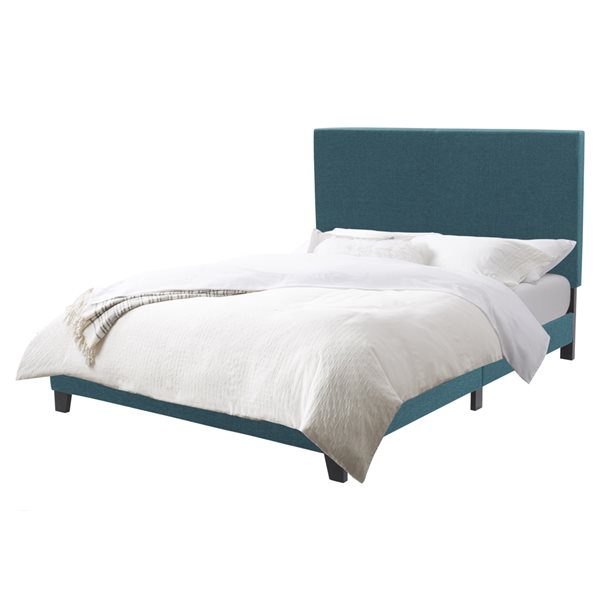 Image of Corliving | Juniper Queen Size Fabric Upholstered Bed - Teal Blue | Rona
