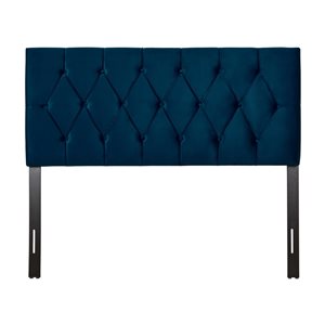 CorLiving Catalina Full Size Velvet Diamond Tufted Headboard - Navy Blue