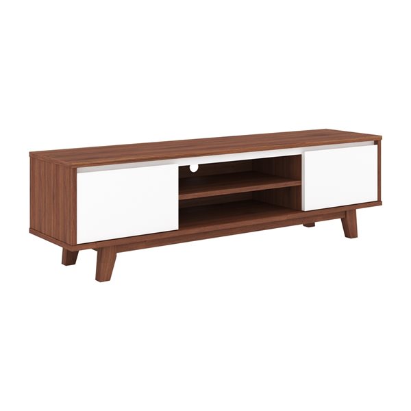 CorLiving Fort Worth White and Brown Wood Grain Finish 63-in x 18.5-in TV Stand