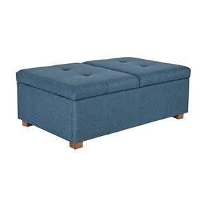 CorLiving Yves Blue Tufted 47-in x 18-in Double Storage Ottoman Bench