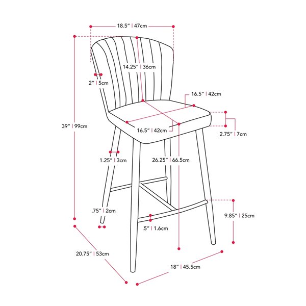 CorLiving Jasper Light Grey Channel Tufted 26-in Barstool - Set of 2