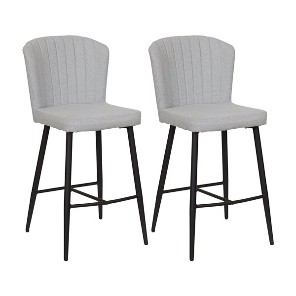CorLiving Jasper Light Grey Channel Tufted 26-in Barstool - Set of 2