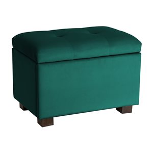 CorLiving Asha Small Green Velvet 23-in x 17-in Ottoman with Storage