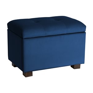 CorLiving Asha Small Blue Velvet 23-in x 17-in Ottoman with Storage