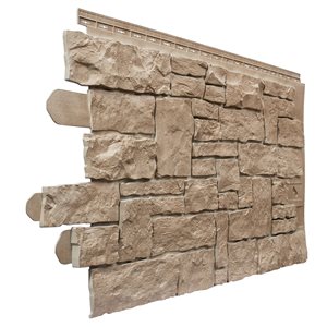 Novik NovikStone Stacked Stone 20.3-in x 45-in Sand Blend Faux Stone Veneer Siding - Pack of 10 Panels, 49.3-sq. ft