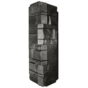 Novik NovikStone Stacked Stone 6.1-in x 21.3-in Onyx Grey Stone Siding Corner - Pack of 5