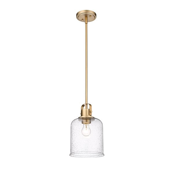 Z-lite Kinsley Heirloom Gold Transitional Seeded Glass Bell Halogen Medium (10-22 Inches) Pendant Light