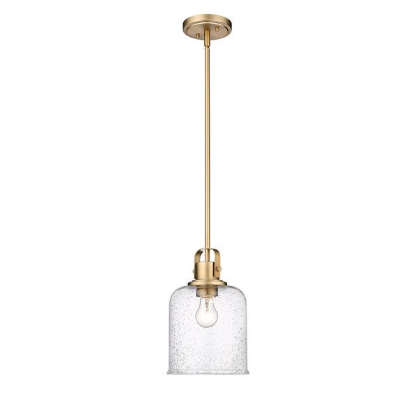 Z-lite Kinsley Heirloom Gold Transitional Seeded Glass Bell Halogen Medium (10-22 Inches) Pendant Light