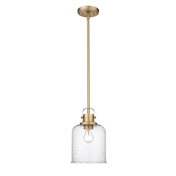 Z-lite Kinsley Heirloom Gold Transitional Seeded Glass Bell Halogen Medium (10-22 Inches) Pendant Light