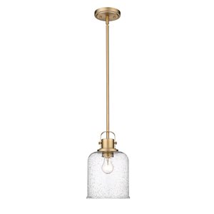Z-lite Kinsley Heirloom Gold Transitional Seeded Glass Bell Halogen Medium (10-22 Inches) Pendant Light