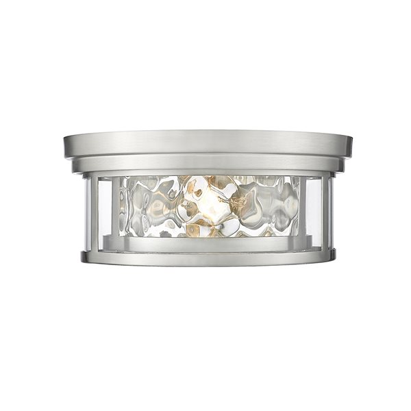 Z-Lite Clarion 5-in x 12-in 2-Light Brushed Nickel Flush Mount Light