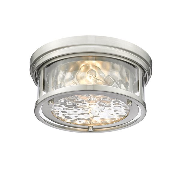 Z-Lite Clarion 5-in x 12-in 2-Light Brushed Nickel Flush Mount Light