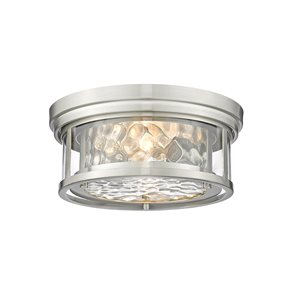 Z-Lite Clarion 5-in x 12-in 2-Light Brushed Nickel Flush Mount Light