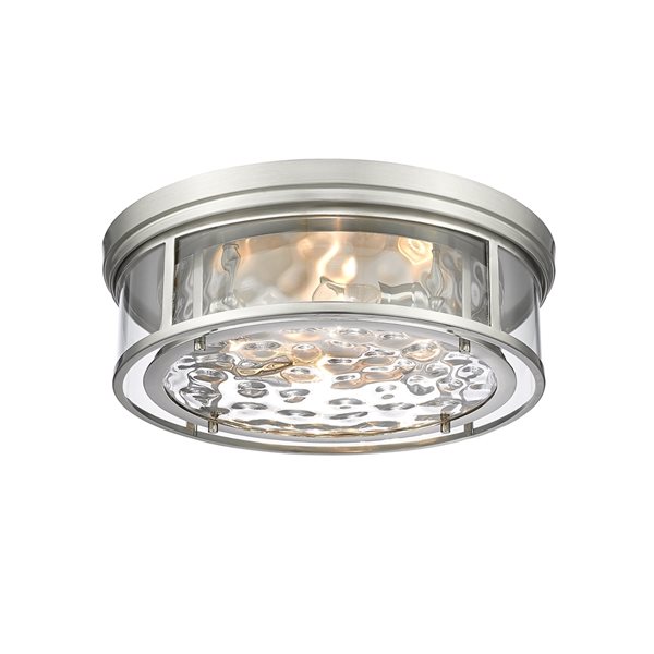 Z-Lite Clarion 6.25-in x 20.75-in 4-Light Brushed Nickel Flush Mount Light