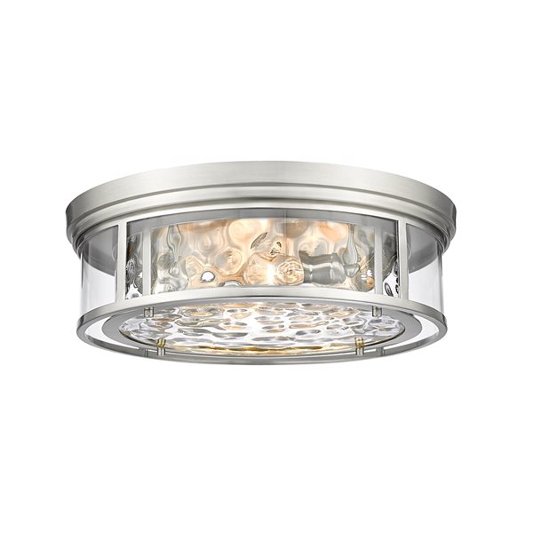 Z-Lite Clarion 6.25-in x 20.75-in 4-Light Brushed Nickel Flush Mount Light